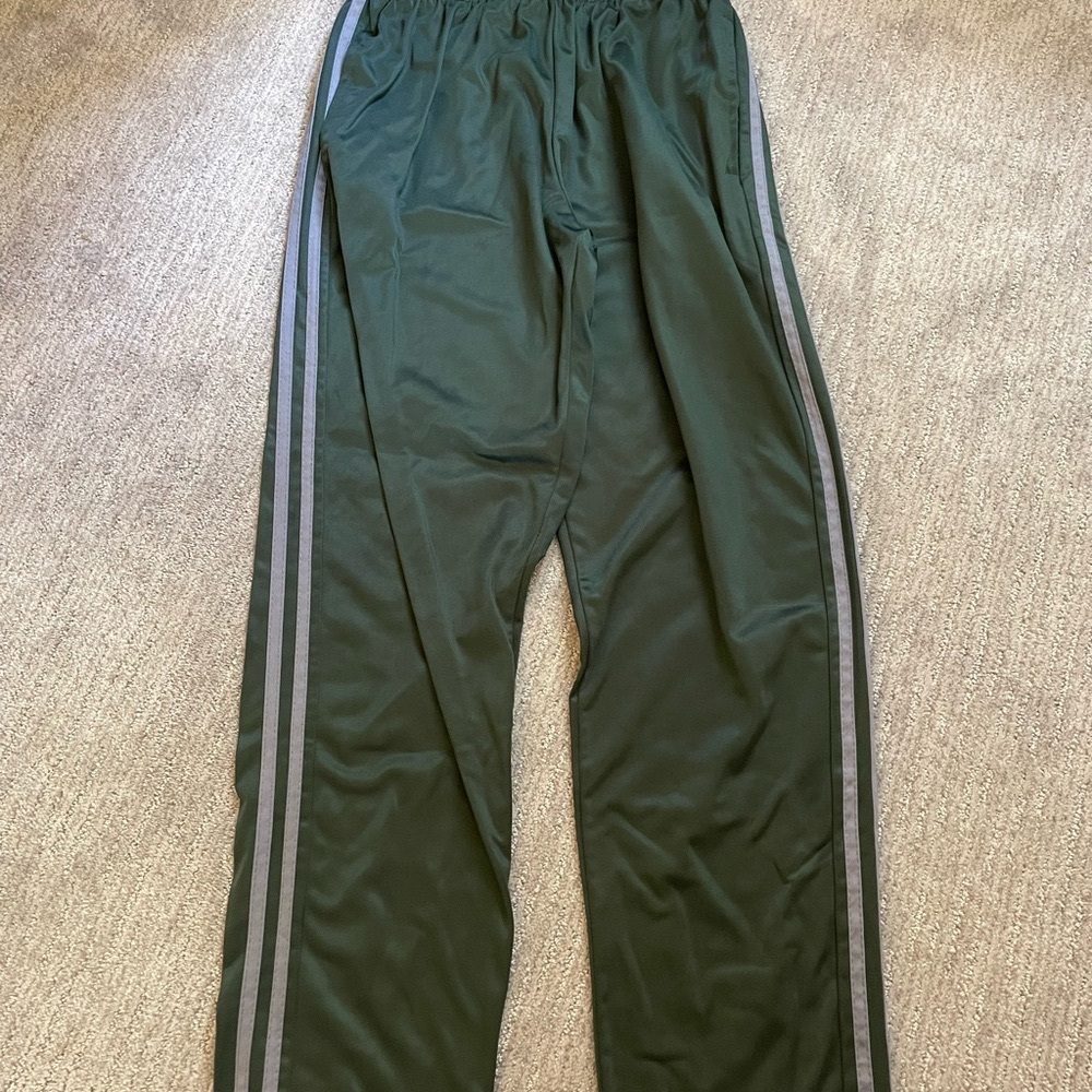 Green Youth Track Pants with Gray Accents